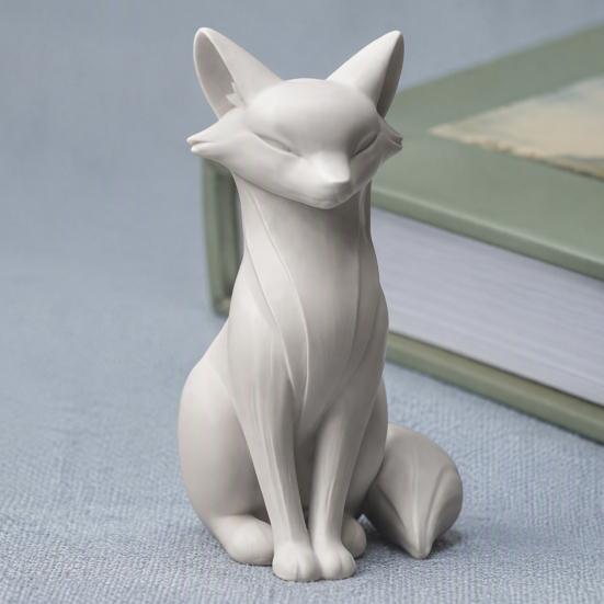 Desktop Sculptures for Office 3D Printed Minimalist Fox Sculpture, Elegant Figurine, Matte Modern Contemporary Living Room Decor Ornament Entryway