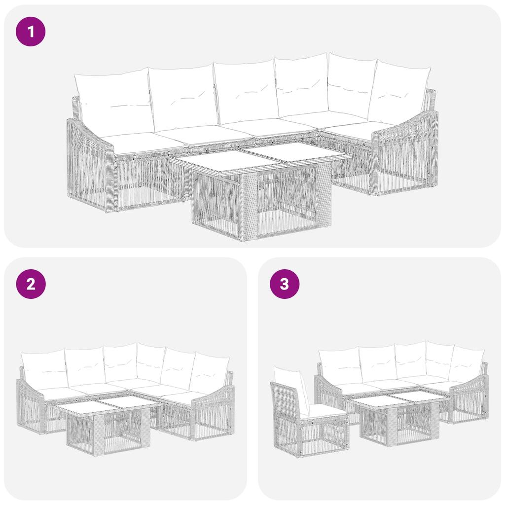 Garden Sofa Set 6 Pieces Gray and Dark Gray Poly Rattan
