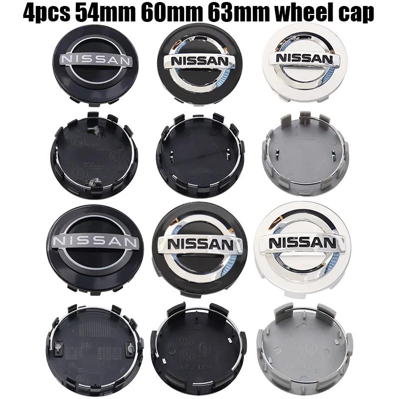 4pcs 3D 54mm 60mm 63mm Nissan car emblem Wheel Center Hub Cap auto Rim refit dust-proof badge covers sticker styling