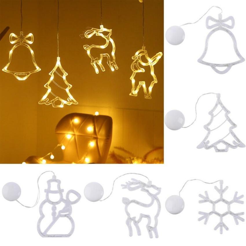 Светодиодный Рождественский Свет Орнамент Присоски Рождественский Подвесной Светильник Чашка Стены Окна Домашний Декор
