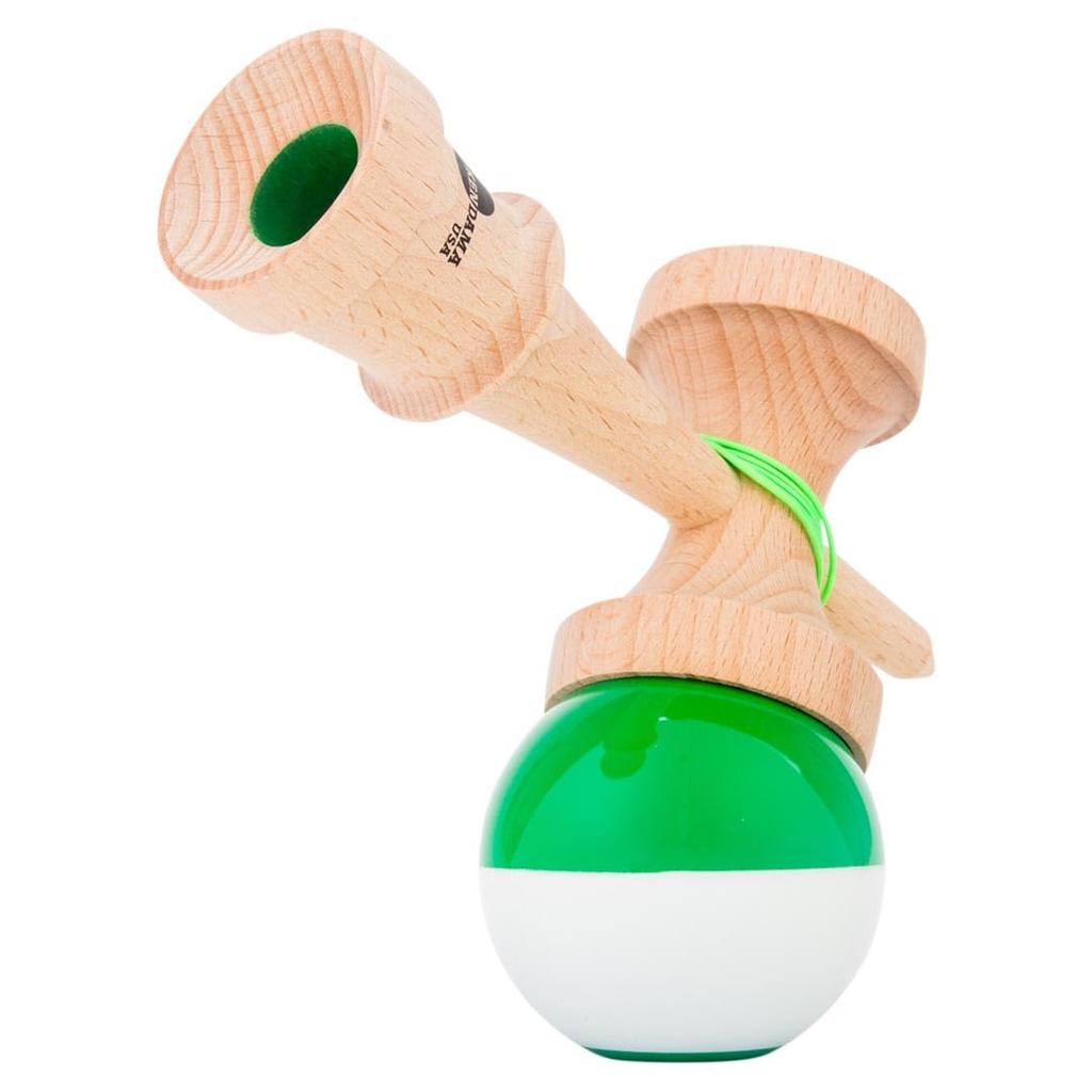 KENDAMA USA Kaizen Kendama Jet Shape Half Split Improved Kendama Half Split JET Shape (Green/White)