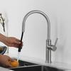 Кухонный смеситель с выдвижной лейкой Gun Gray, 304 Нержавеющая сталь, Вращение на 360 градусов, Смеситель для горячей и холодной воды, Кухонный кран