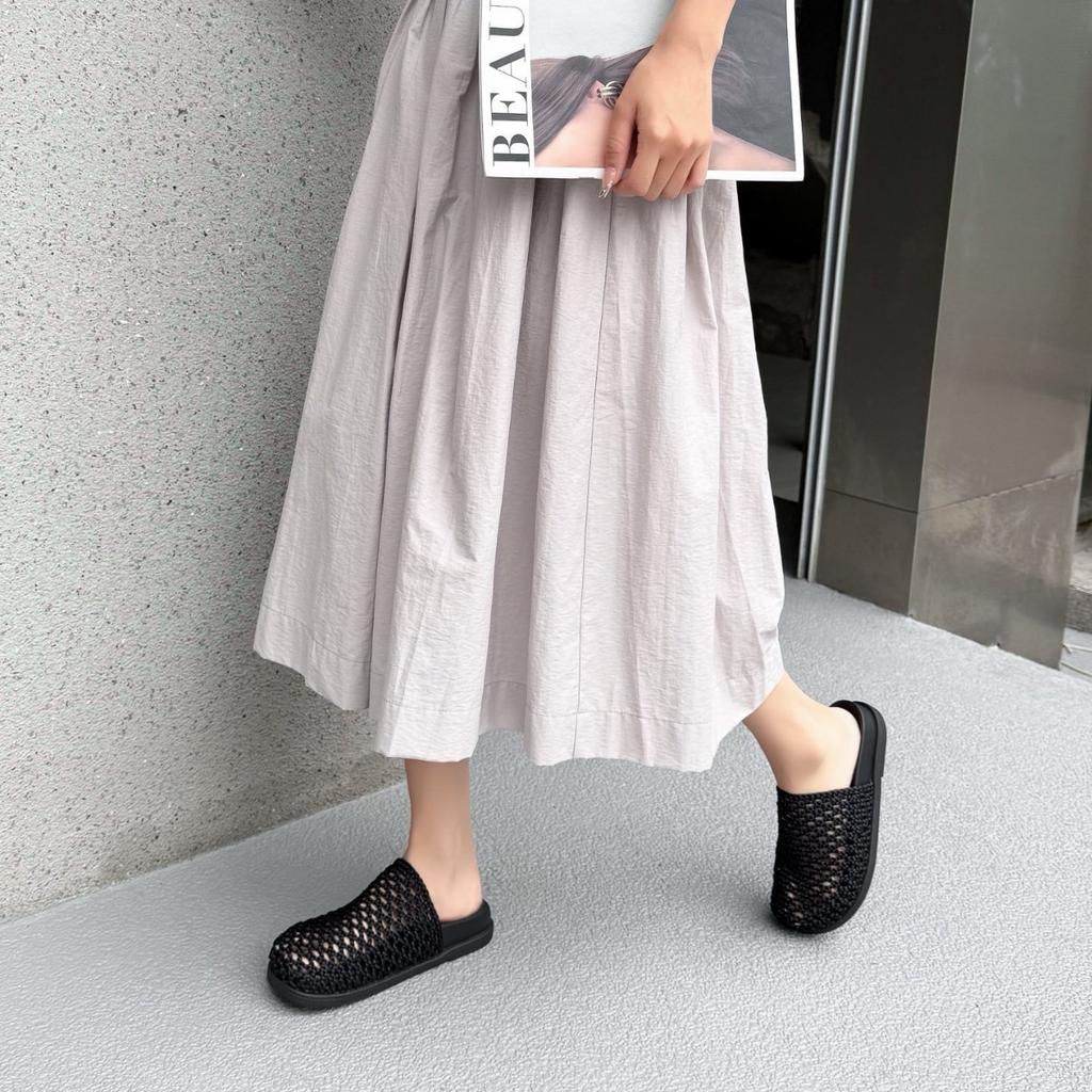 Тканые полые тапочки баотоу для женщин, которые можно носить летом, новые приморские пляжные тапочки с толстым дном и рыболовной сетью