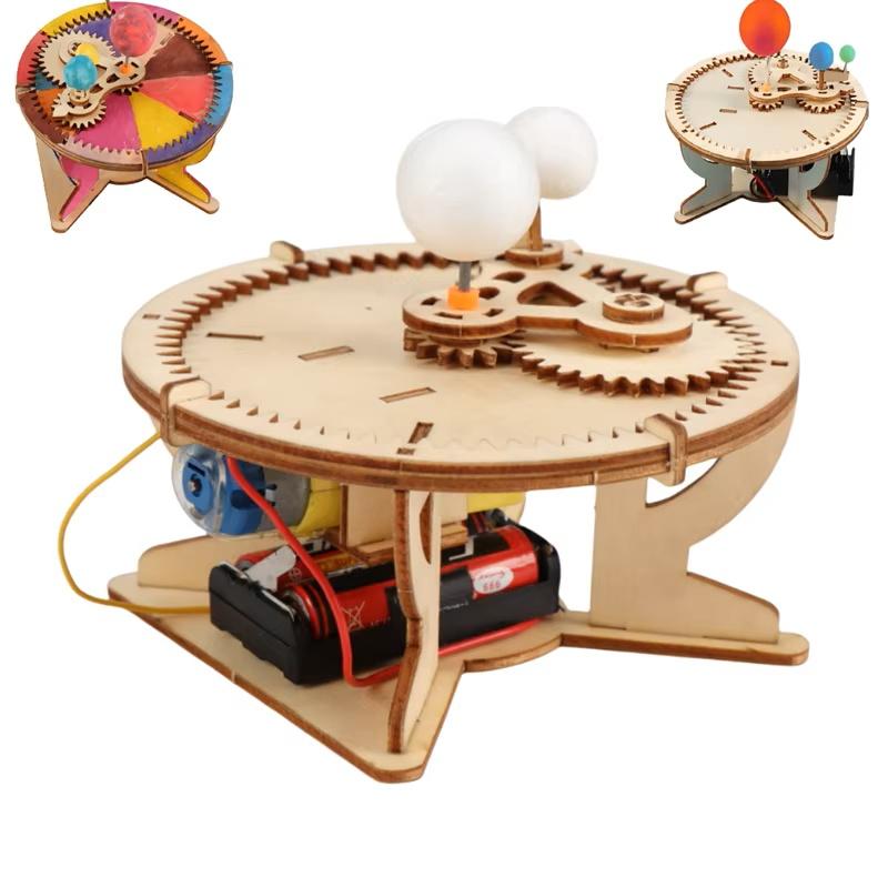 Набор для сборки механической модели Солнечной системы своими руками Астрономия Солнце Земля Луна Планета STEM Эксперимент Набор игрушек Научное образование Деревянный пазл