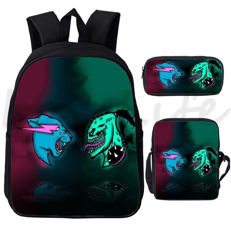 Mr Beast Lightning Cat 3d Print School Backpack With Breathable Oxford Fabric For Kids