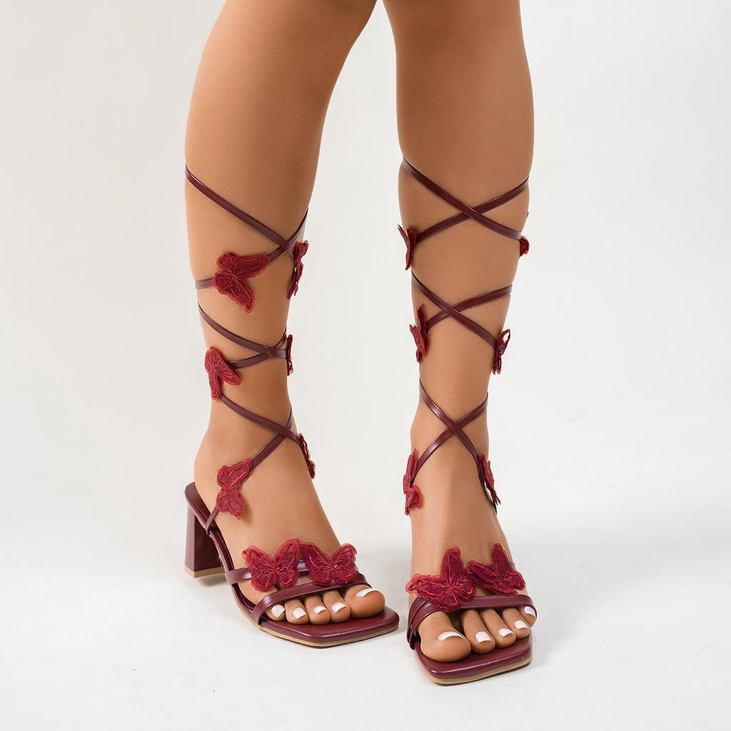 Women Sexy Ankle Sandals Elegant Comfortable Designer Shoes Transparent Platform Summer Butterfly Lace-up High Heels Sandals