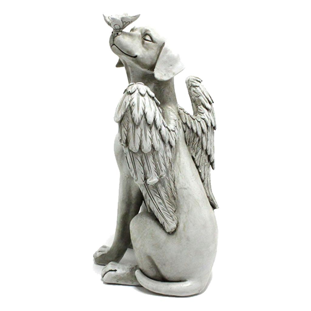 Angel Dog Memorial Statue Hand Carving Vivid Exquisite Synthetic Resin Pet Memorial Stones for Outdoor Garden