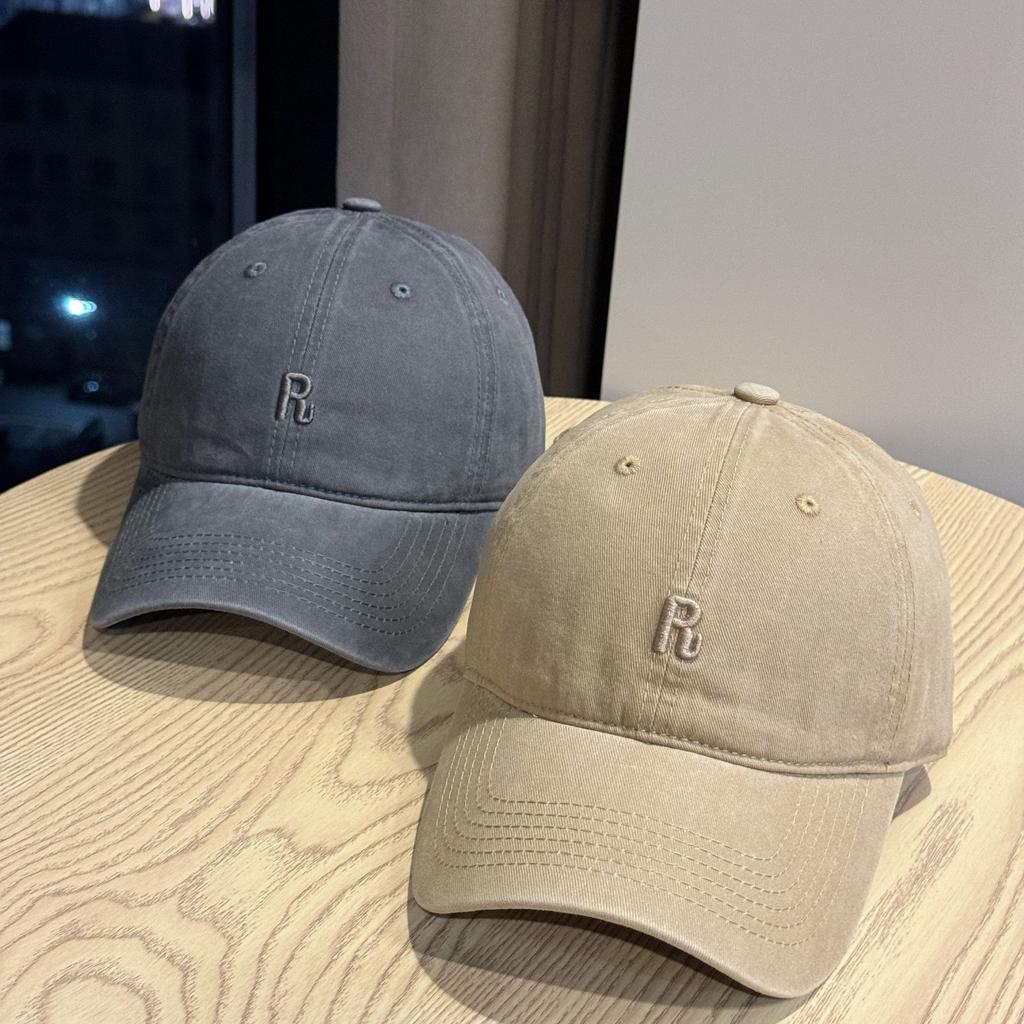 New R Simple Letter Print Soft Top Baseball Cap for Women, Breathable Spring/Summer Trendy Youthful Duckbill Cap for Men, Versatile Korean Style