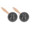 2PCS Sand Hammer Adult Maracas Shaker Wooden Handle Hand Percussion Instrument Toy for Party Concert Black Wood Color