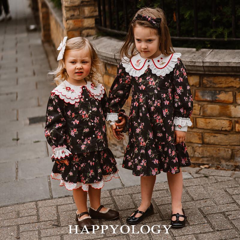 Хлопковая ярусная юбка Happyology для девочек с цветочным принтом