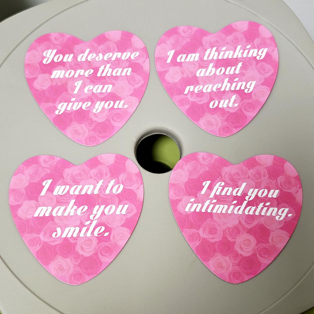 Карты с признанием в любви 8,5*8,5 см, 55 шт. Карты-оракулы в форме сердца для влюбленных со значениями на них