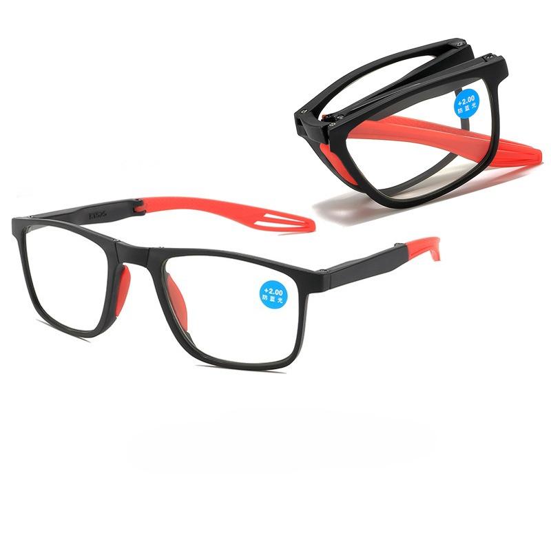 Fashionable Square Frame Portable Folding Presbyopia Glasses Hd Blue Light Blocking Business Reading Glasses With Plus Diopters