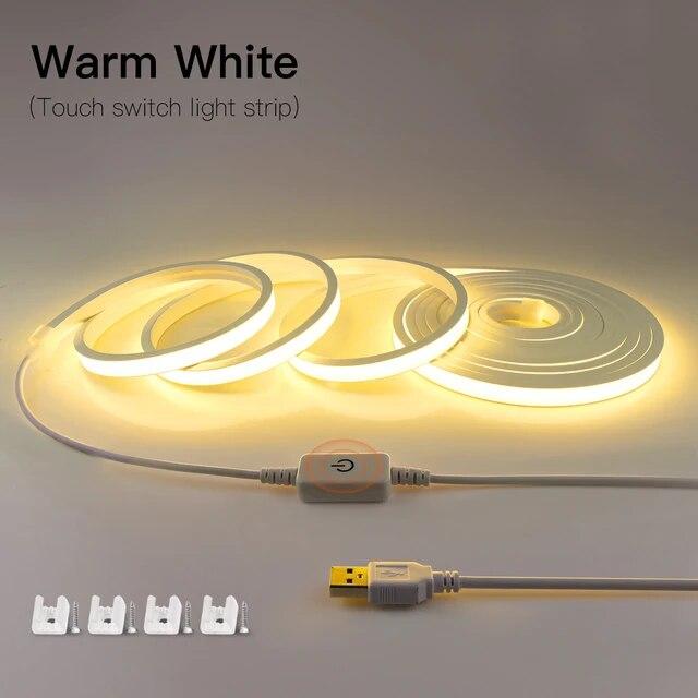 5v Usb Strip Led Neon Lights Touch Dimmable Cob Neon Tape Sign 320ledm Silicone Tube Ribbon For Home Kitchen Cabinet Night Lamp