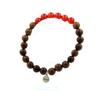 Stones and Minerals. Bracelet Carnelian Beads from Uruguay + Wood 8 Mm. Made In France.