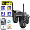 6K 12MP 3 Lens 3 Screens WiFi Outdoor Camera Ai Motion Tracking PTZ Video Camera Color Night Vision CCTV Security Surveillance IPC360 Home