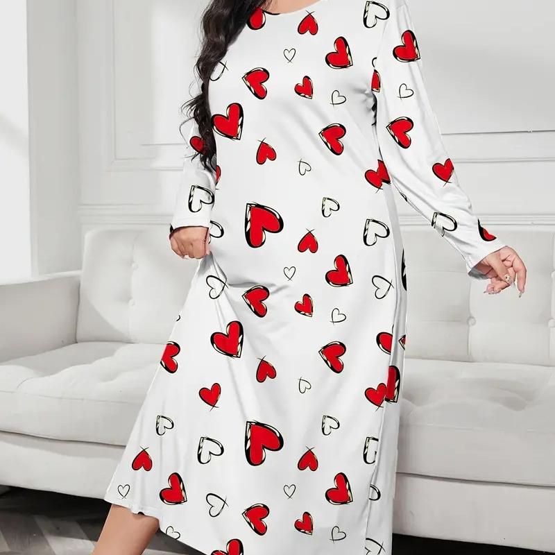 GMXIA Женская мода на лето и весну с леопардовым принтом и сердцем-бабочкой с длинным рукавом и круглым вырезом, свободные повседневные ночные рубашки