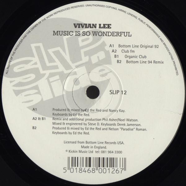 12-дюймовая пластинка VIVIAN LEE - Music Is So Wonderful SLIP12 Slip 'n' Slide 1994 UK Танцевальная и электронная музыка Б/у