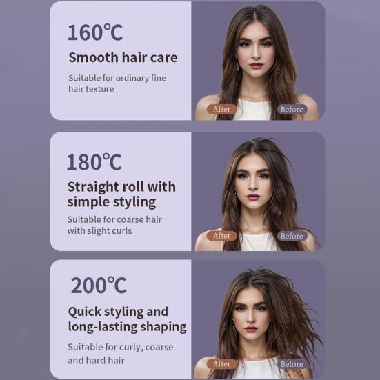 Беспроводная щетка-выпрямитель для волос с 3 температурными режимами, портативная мини-расческа для выпрямления волос, светодиодный дисплей, USB-перезарядка, быстрый нагрев, электрическая