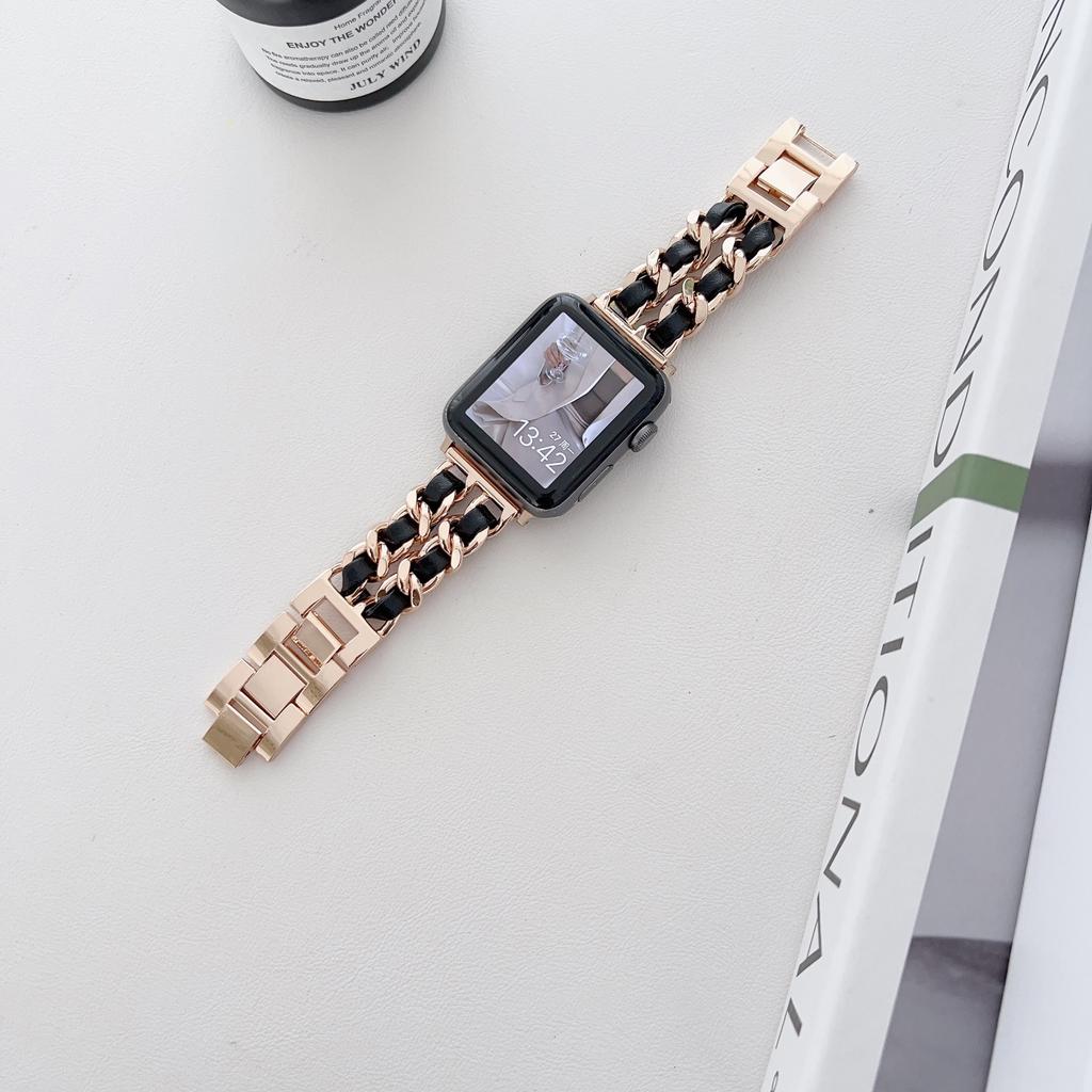 Металлический кожаный ремешок для Apple Watch 49 мм 45 мм 41 мм 44 мм 40 мм 42 мм 36 мм Женский ремешок для часов iWatch Series 10 9 8 7 6 5 4 SE