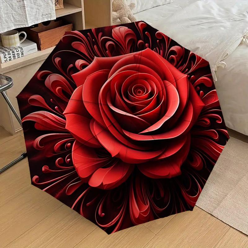 1PC Rose PetalsAutomatic Open/Close Umbrella with Windproof, 8-Rib Sturdy Canopy, Durable Ribs, Fashionable Design1286A
