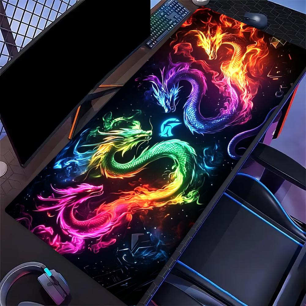 Gaming Mouse Pad Chinese Dragon Large Desk Mat Non Slip Rubber Lock Edge Extended Keyboard Computer Laptop Office Desktop Game
