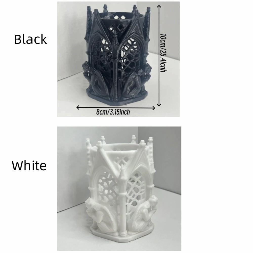 Круглый Арт Винтажный 3D Печатный Подставка для Ручек Уникальная Полая Готическая Подставка для Ручек Креативный Настольный Органайзер Офис