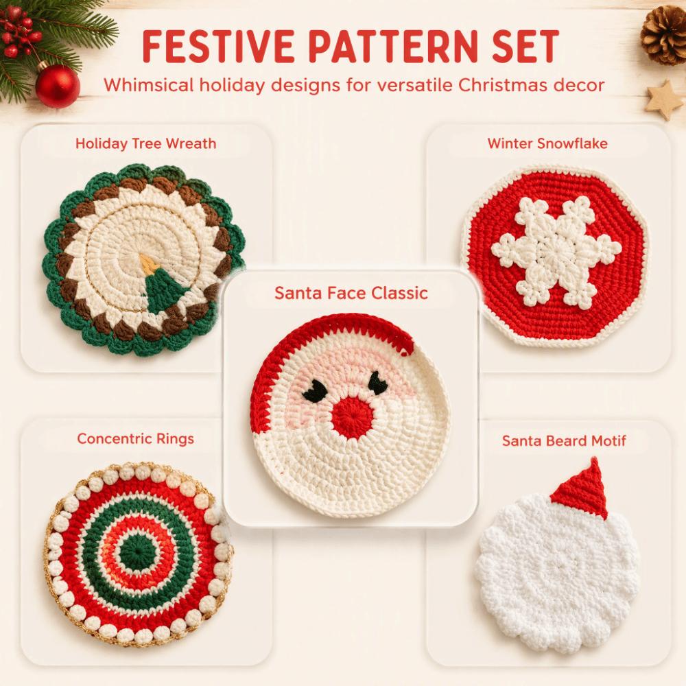 Handmade Non Slip Mat Knitted Table Mat Crochet Christmas Coaster Table Decoration