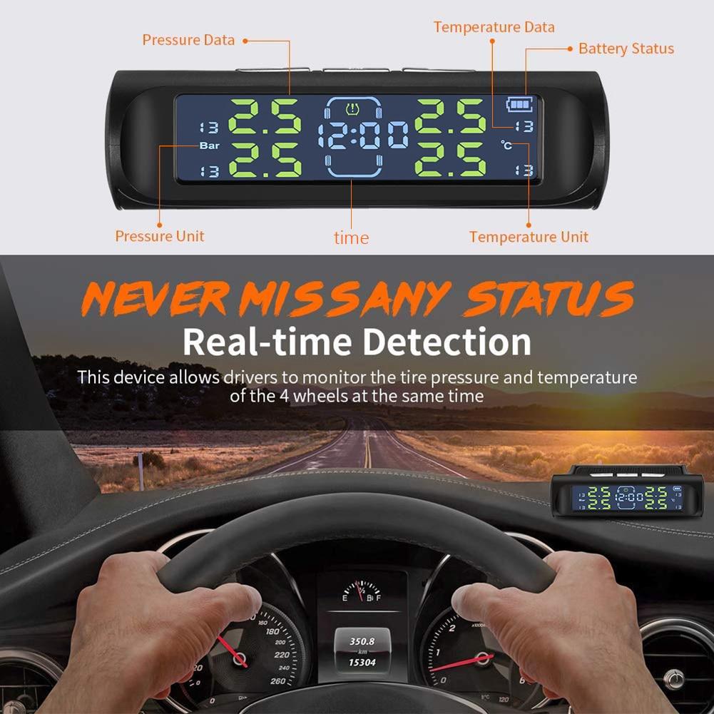 Солнечная энергия, умная автомобильная система TPMS, система контроля давления в шинах, детектор давления в шинах автомобиля, системы охранной сигнализации с ЖК-дисплеем, датчик давления в шинах для