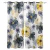 Растительные лимонно-желтые, синие, фиолетовые, цветочные, акварельные, затемняющие шторы для гостиной, спальни, оконные шторы, занавески