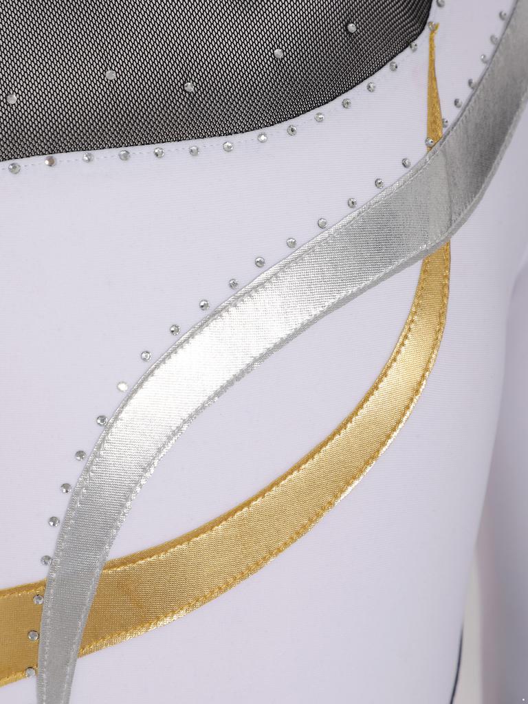 Блестящее танцевальное боди для девочек с длинным рукавом, украшенное стразами, вырезом на спине и шортами с V-образной талией, одежда для соревнований