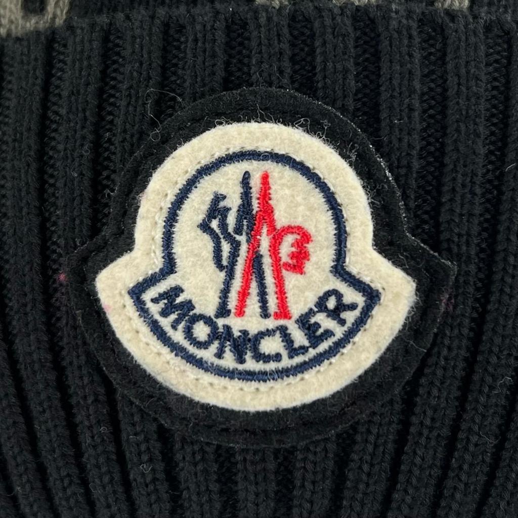 Excellent MONCLER Knit cap BERRETTO Logo patch black cotton Women Used