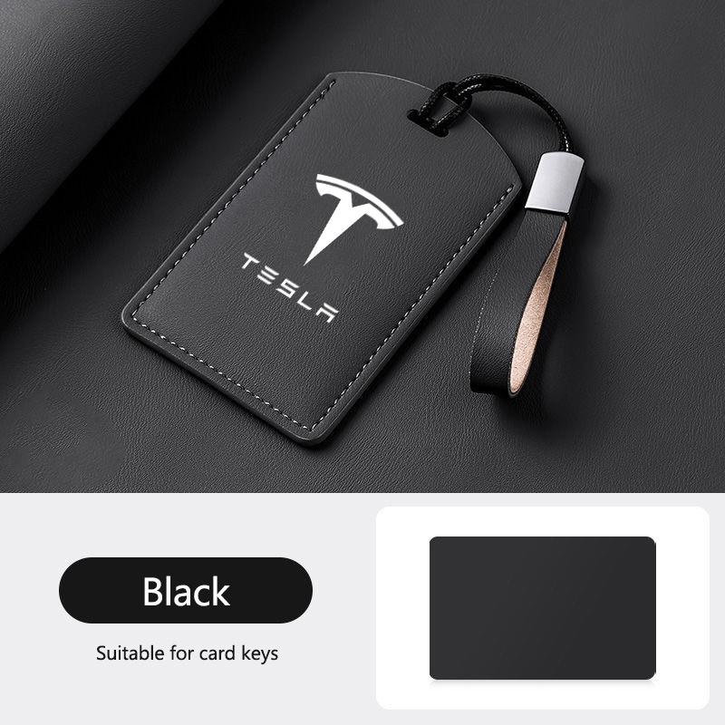 CPSSA1 Leather Car Smart NFC Card Key Case Fob Cover Protector Shell For Tesla Model 3 Model S Model X Model Y Keychain Accessories