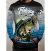 Men's Long Sleeve Casual Fishing 3D Fish Print Round Neck Gradient Outdoor Activities Fishing Men's T-shirt Tops