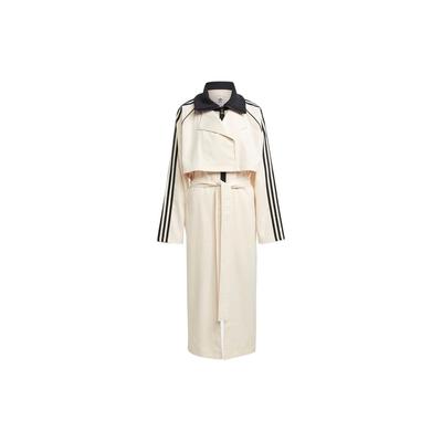 Оригинальный однобортный длинный плащ с трилистником и поясом по бокам, женская верхняя одежда белого цвета IC5588