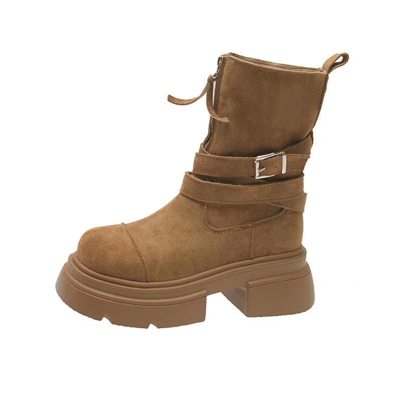 Модные женские ботильоны, износостойкие, нескользящие, 2024, новые осенне-зимние ботинки для женщин на открытом воздухе, модные однотонные женские ботинки