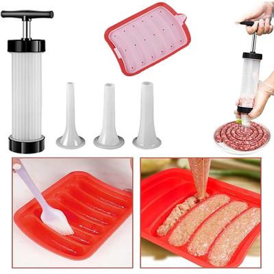 Ручная сосисочная машина и силиконовая форма для сосисок DIY Антипригарный шприц для набивки сосисок с насадками для домашних сосисок Кухонные инструменты
