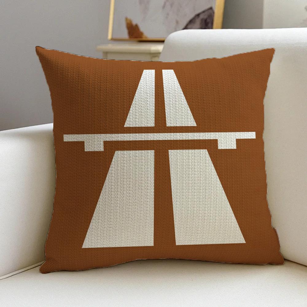 1P- German Autobahn Sign Prints Cushion Cover Natural Linen Pillowcase Set, All-In-One Decor For Sofa, Bedroom & Chair