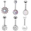 Stainless Steel Pearl Belly Button Ring Combination Set Body Piercing Jewelry