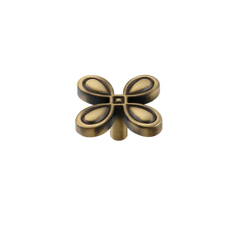 1Pc Drawer Door Handle Bright Silver Leaf Clover Luxury Brass Handle French Cabinet Full Copper Wardrobe