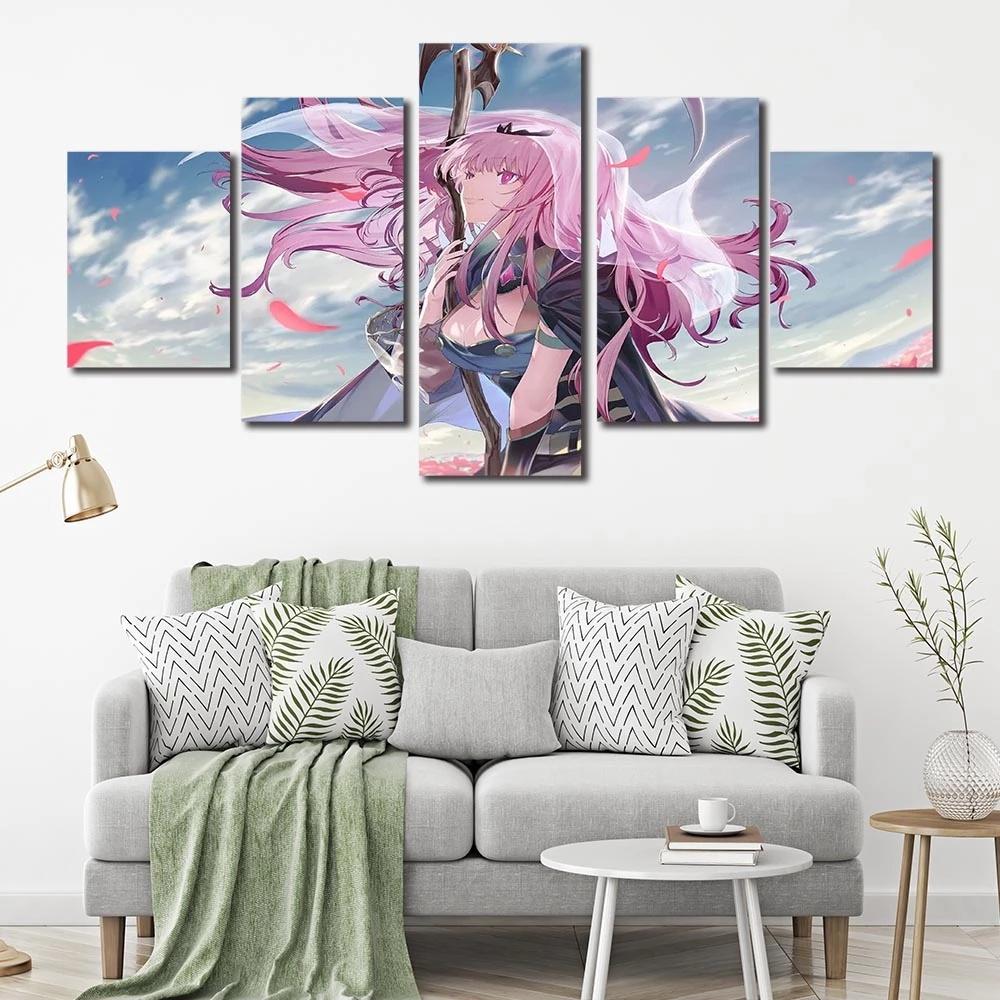 5 Pieces Anime Girl Frame Posters Hololive Mori Calliope Picture Home Decor Corridor Modular Canvas Painting Wall Art HD Prints