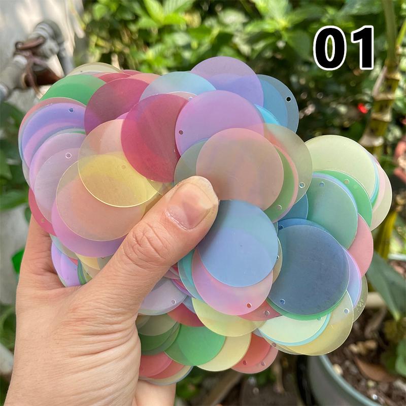 30 мм Разноцветные Конфетные Крупные Пайетки с Отверстием ПЭТ Круглые Пайетки Шитье Рукоделие Украшение Свадебного Платья DIY Аксессуары Рассыпные Пайетки