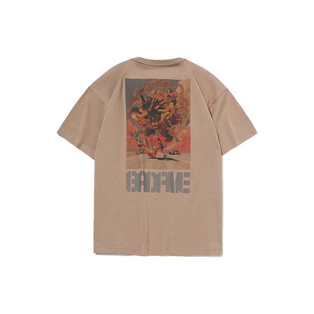 Футболка с коротким рукавом и принтом животных из баскетбольной серии Li Ning, повседневная, мужская, коричневого цвета AHSR027-3