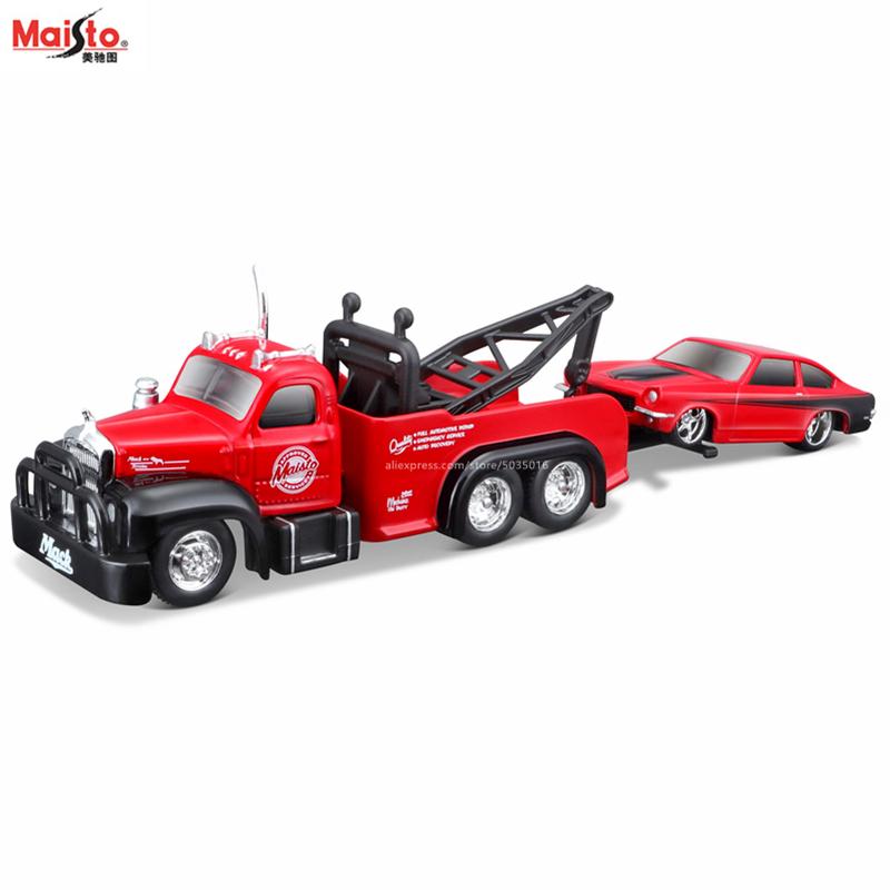 AAAOO1 Maisto 1:64 FLATBED/1988 BMW M3 E30 1965 FORD MUSTANG elite transport Die-casting car model collection gift toy