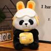 Adorable Panda Plush Toy With Ice Cream And Hamburger Delivery Outfit Perfect For Kids Birthday Gifts