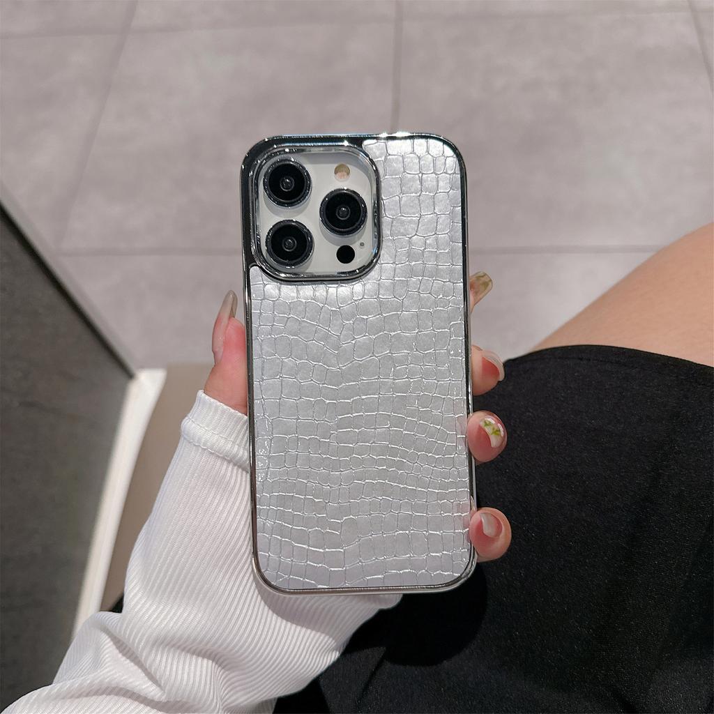 Крокодиловый узор для чехла мобильного телефона IPhone 17 с ощущением премиум-класса для IPhone 14pro Гальванизированный чехол Кожаный узор Противоударный защитный чехол