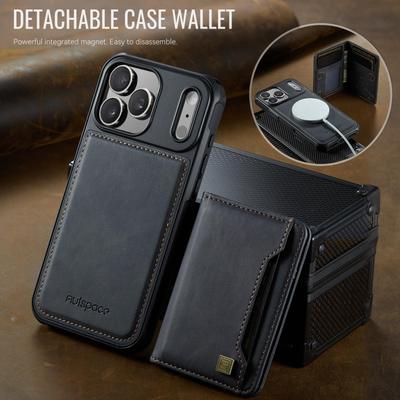 Роскошный съемный магнитный кожаный чехол-кошелек с подставкой для Magsafe iPhone 17 16 15 14 Pro Max Samsung S25 Plus S24 Ultra Обложка с держателем для ID и банковских карт