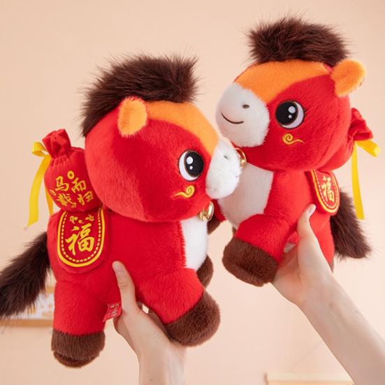 Кукла Лошадь Пони на Удачу Плюшевая Год Лошади Китайский Зодиак Плюшевая Фигурка Пони со Счастливым Значением