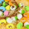 12Pcs/Set Cartoon Easter Hand Painted Egg Easter Egg Artificial Egg Pendant  Party Decoration