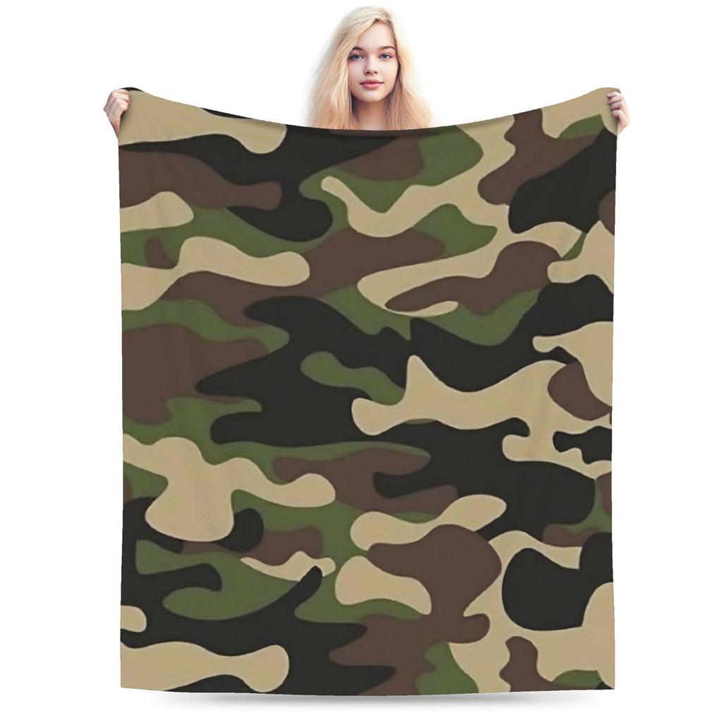 Super Warm Blanket Kids Camping Green And Brown Camo Bedding Throws Flannel Bedspread For Home Decor Graphic Sofa Bed Cover