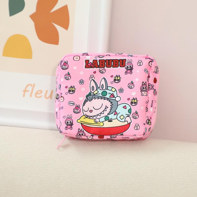 Cartoon Multi-color Canvas Women's Sanitary Napkin Storage Bag, Aunt Handkerchief Bag, Sanitary Cotton Storage Bag
